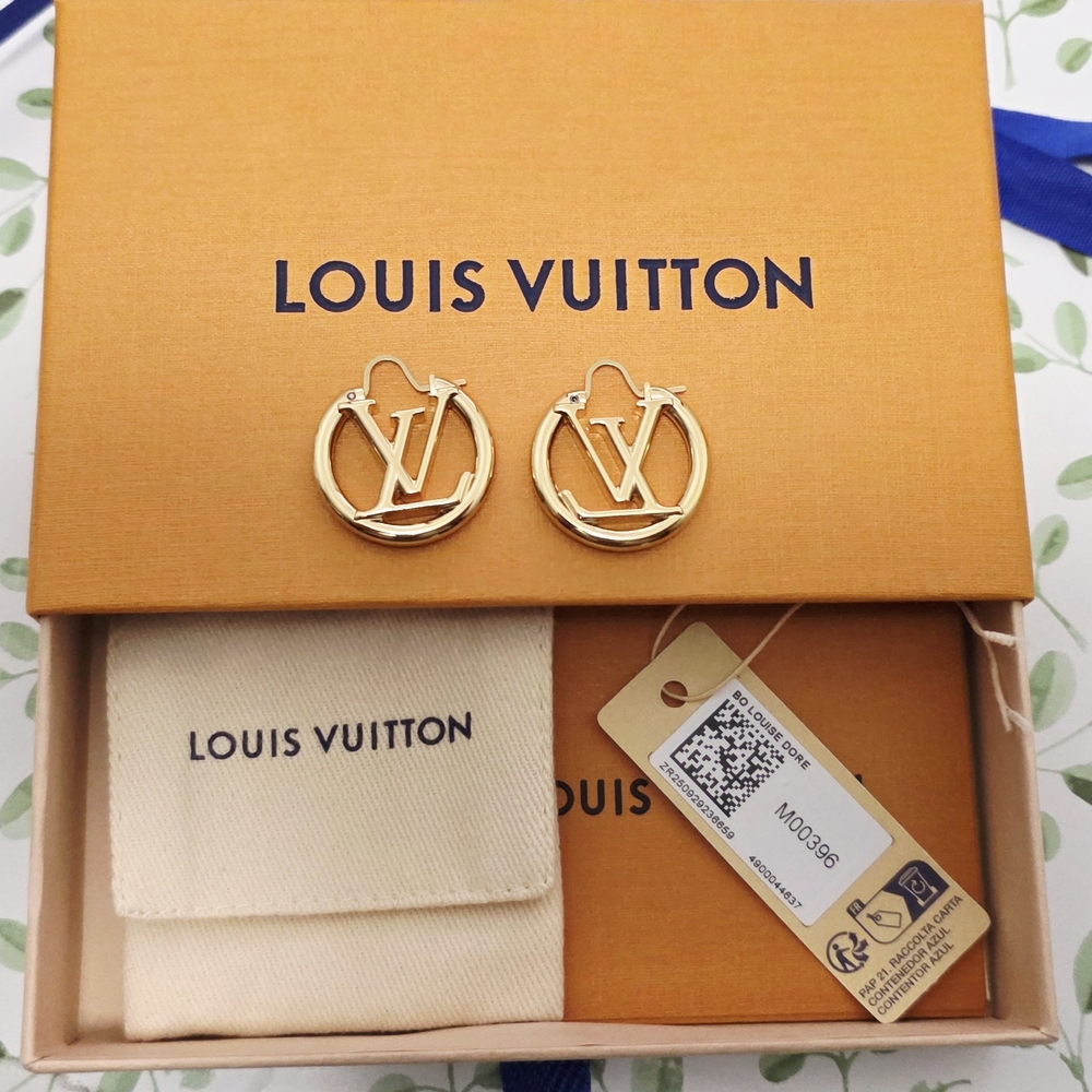 Louis Vuitton Gold LV Hoop Signature Earrings